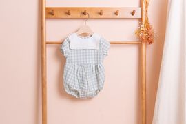 [BEBELOUTE] Bebe Check Bodysuit (Mint), Baby All-in-One, Infant Bodysuit, Cotton 100% _ Made in KOREA